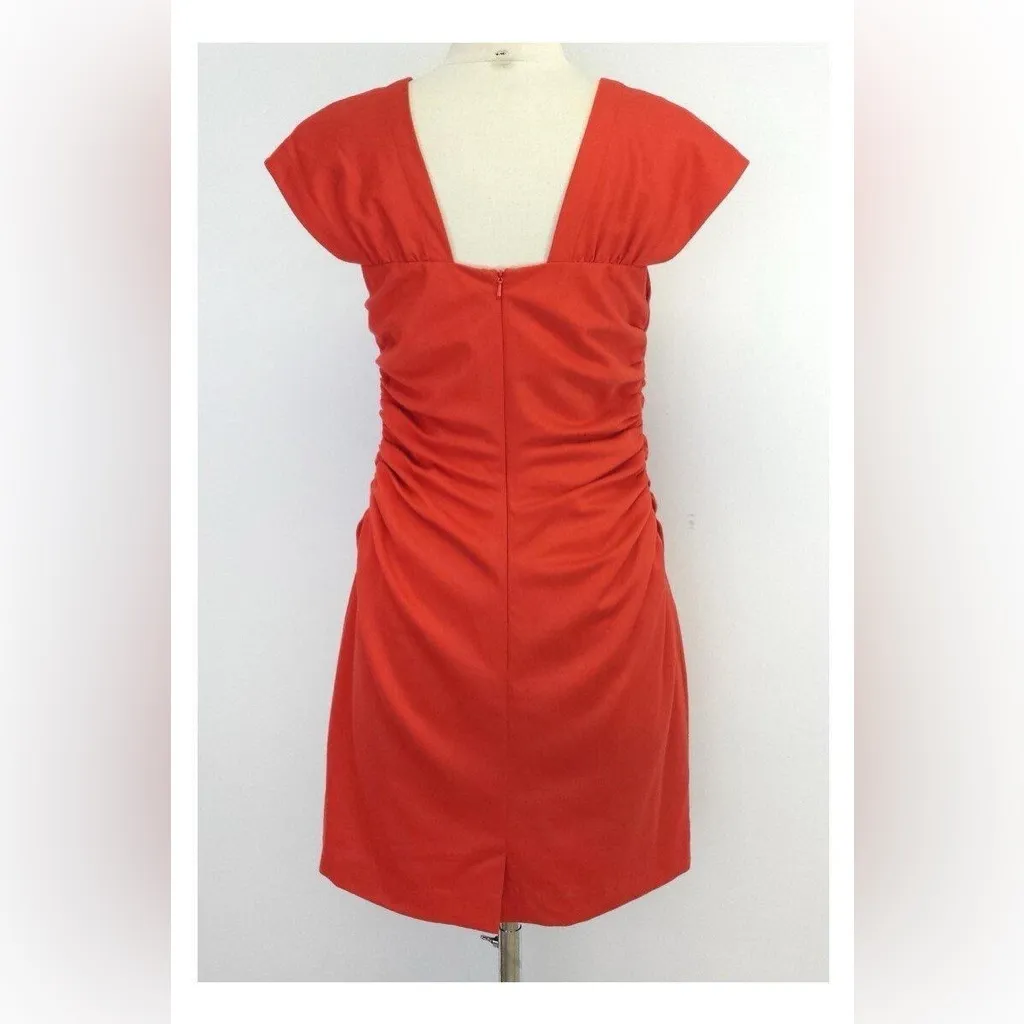Robert Rodriguez Cocktail Dress Size 8 Orange Ruched Gathered Mini Cap Sleeve - Image 11