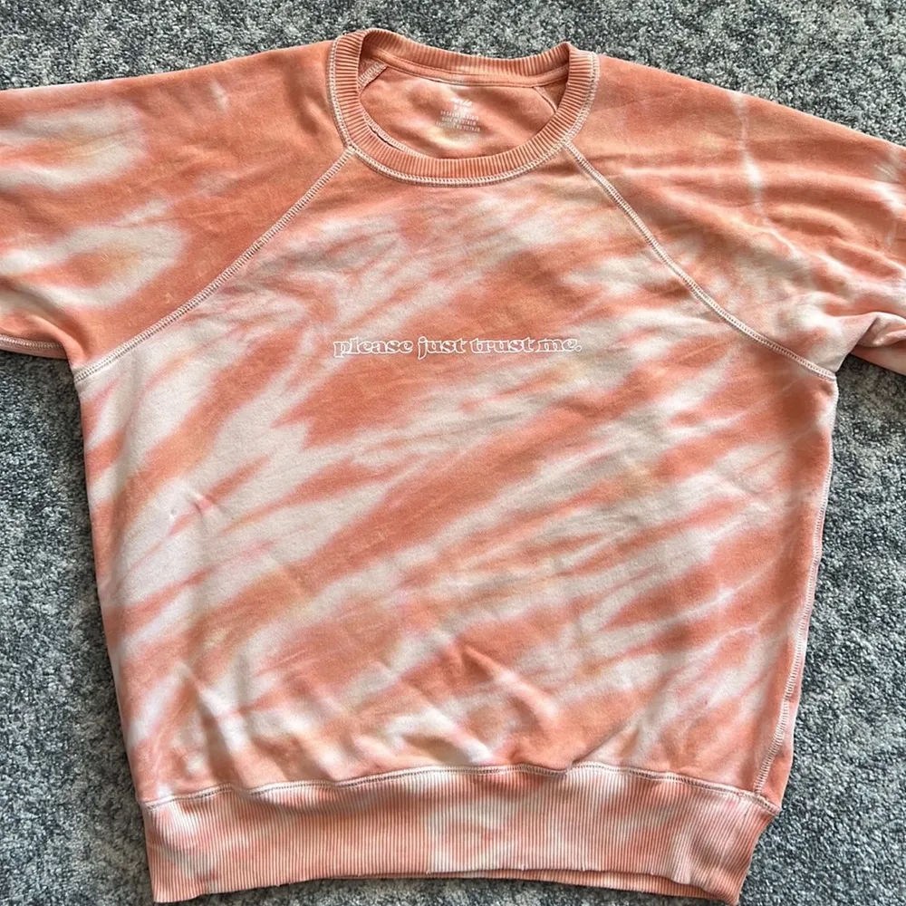 aerie Orange Tie Dye Fleece-Of-Mind Vintage Crew Neck Pullover Sweatshirt - Image 3