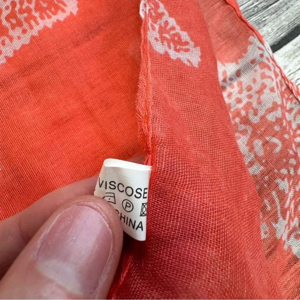 Unbranded Women's Rectangle Starfish Sheer Neck Scarf Coral Salmon Pink White OS - Image 5