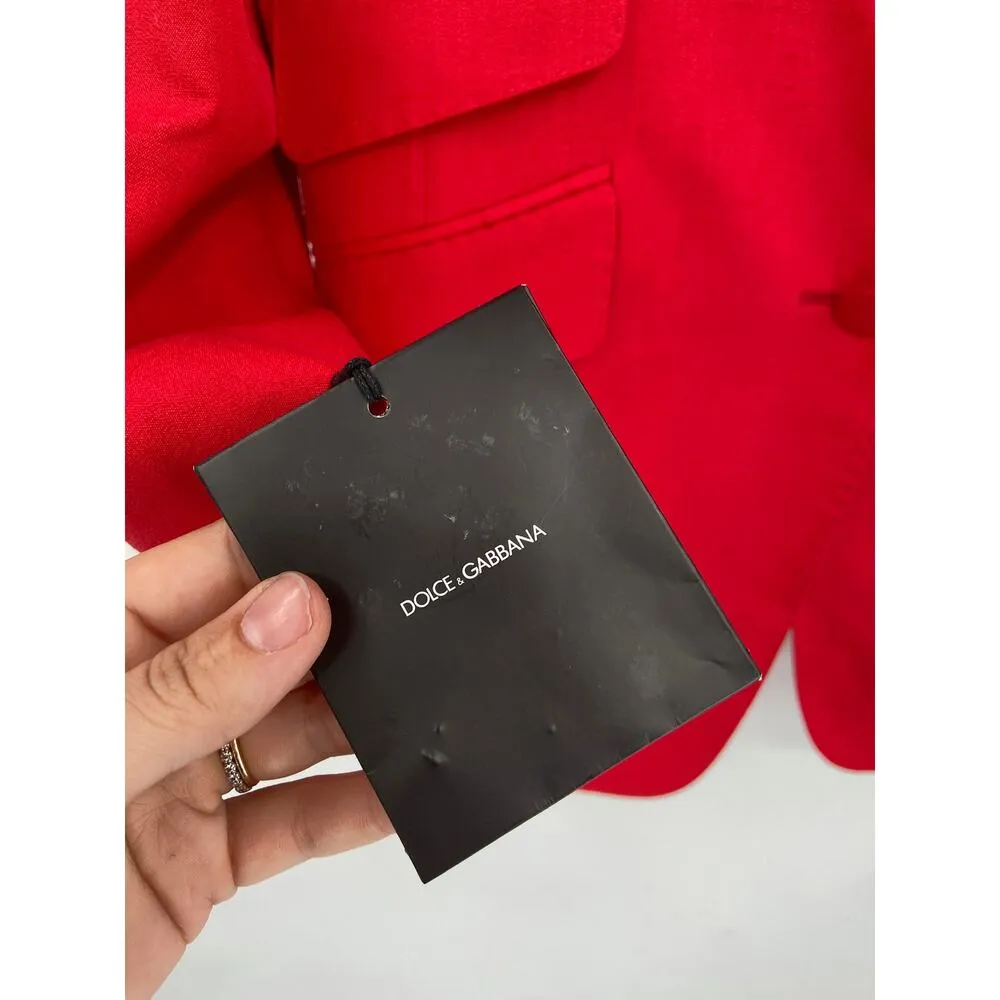 Dolce & Gabbana Red Silk Blend Single Breasted Blazer Jacket Size 46/10 NWT - Image 11