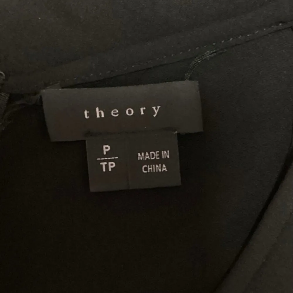 Theory Black 100% Silk Crew Neck Sleeveless Cami Camisole Tank Blouse Top Size S - Image 4