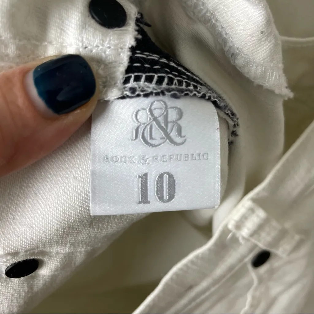 Rock & Republic Women's Skinny Cropped Jeans in Black and White Size 10 - Image 7