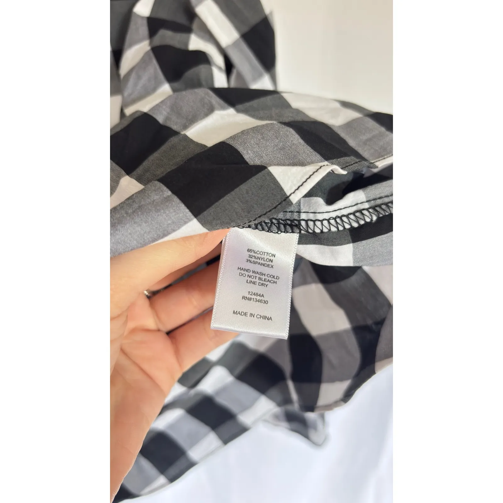 Sunday in Brooklyn Black White Gingham Bell Sleeve Crop Top Blouse XS - Image 6