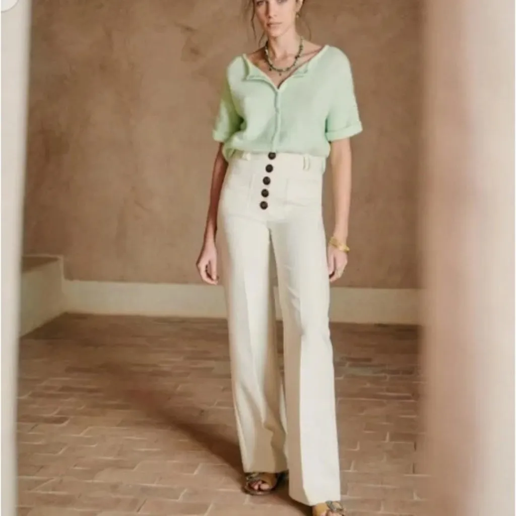 NWT Sezane Chuck Trouser in Ecru High Rise Wool Blend Pants 38 / 6 - Image 2