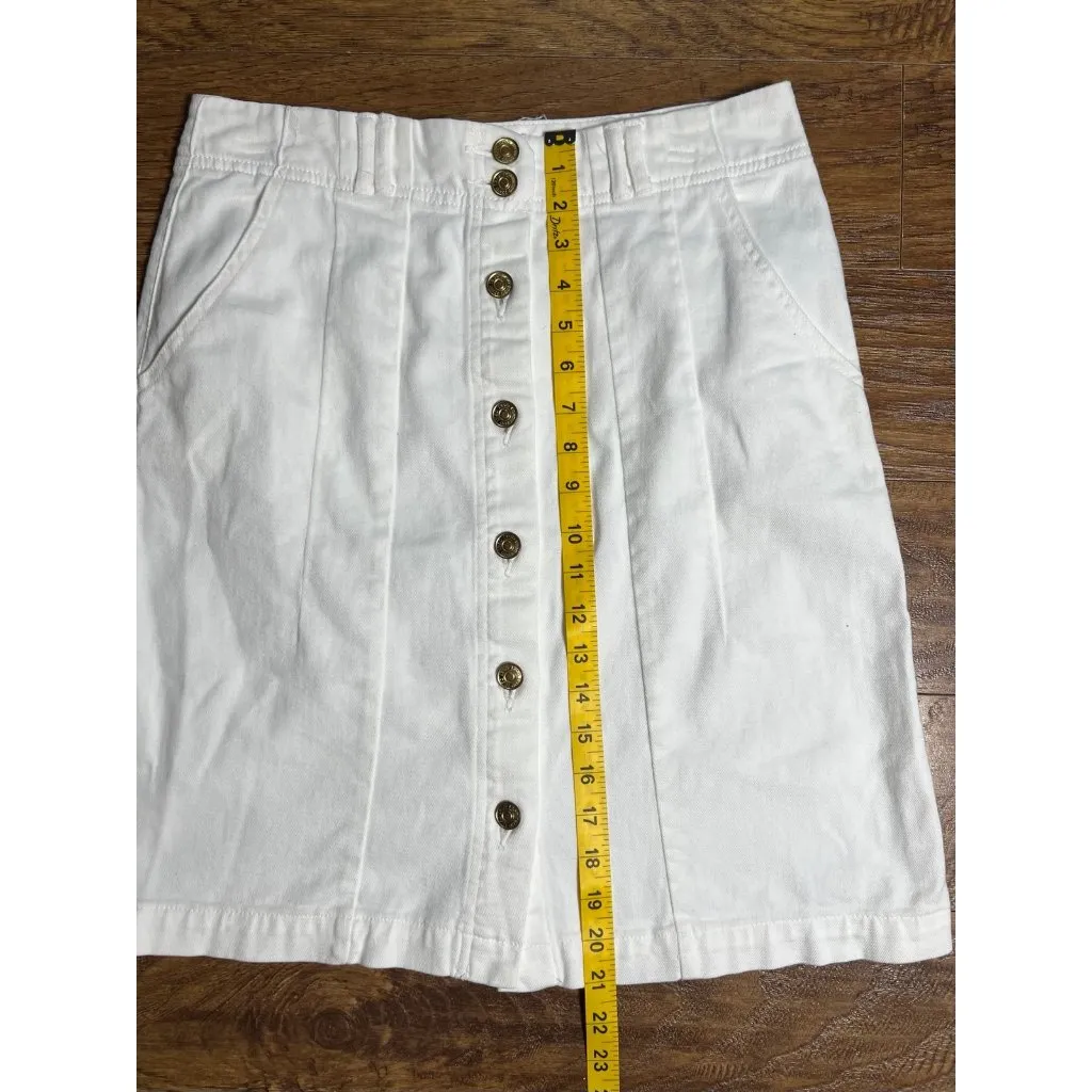 Womens IZOD Size 4 White Denim Button Front Skirt Stretch - Image 6