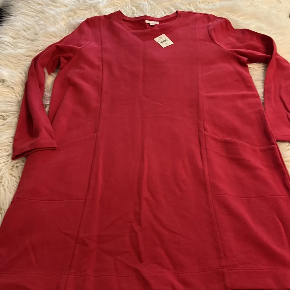 Long Sleeve J.Jill Dress with Pockets length 35” bust 43” 100% cotton size L Pink Size L - Image 11