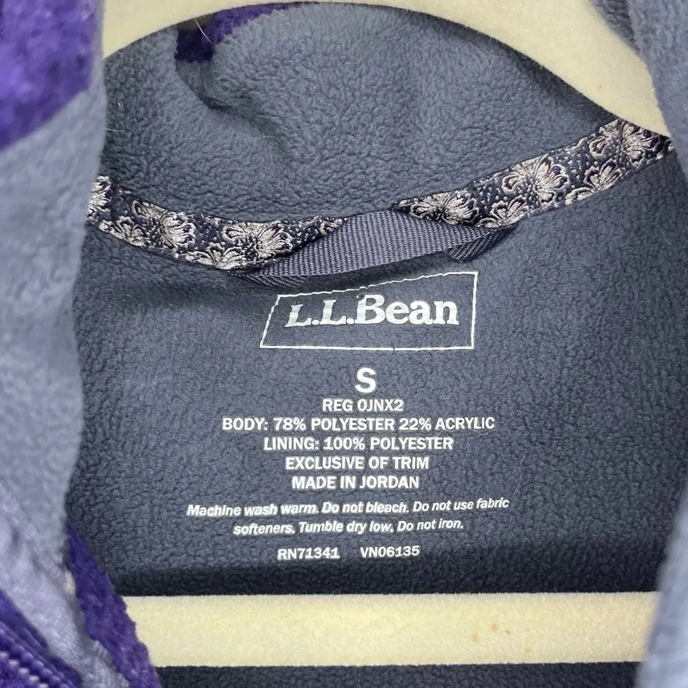 LL Bean Purple Sherpa Vest Embroidered Trim - Image 6