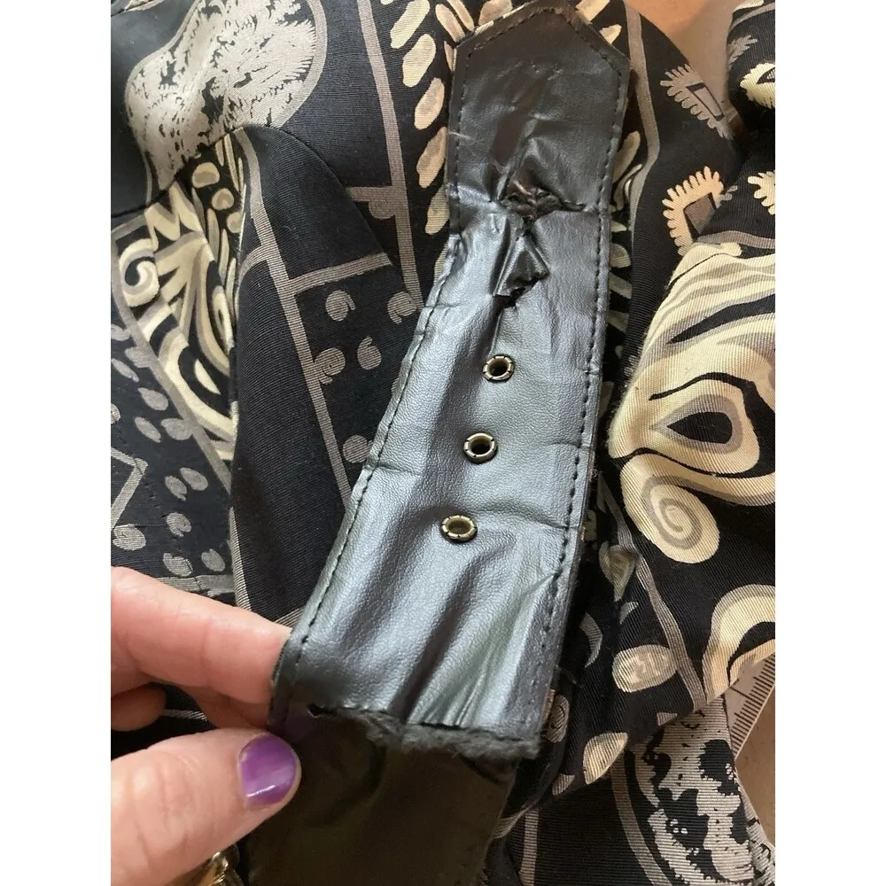 Willy’s Influence Vintage Dress 12 Late 70s Retro Black Gold Belted Pleated - Image 10