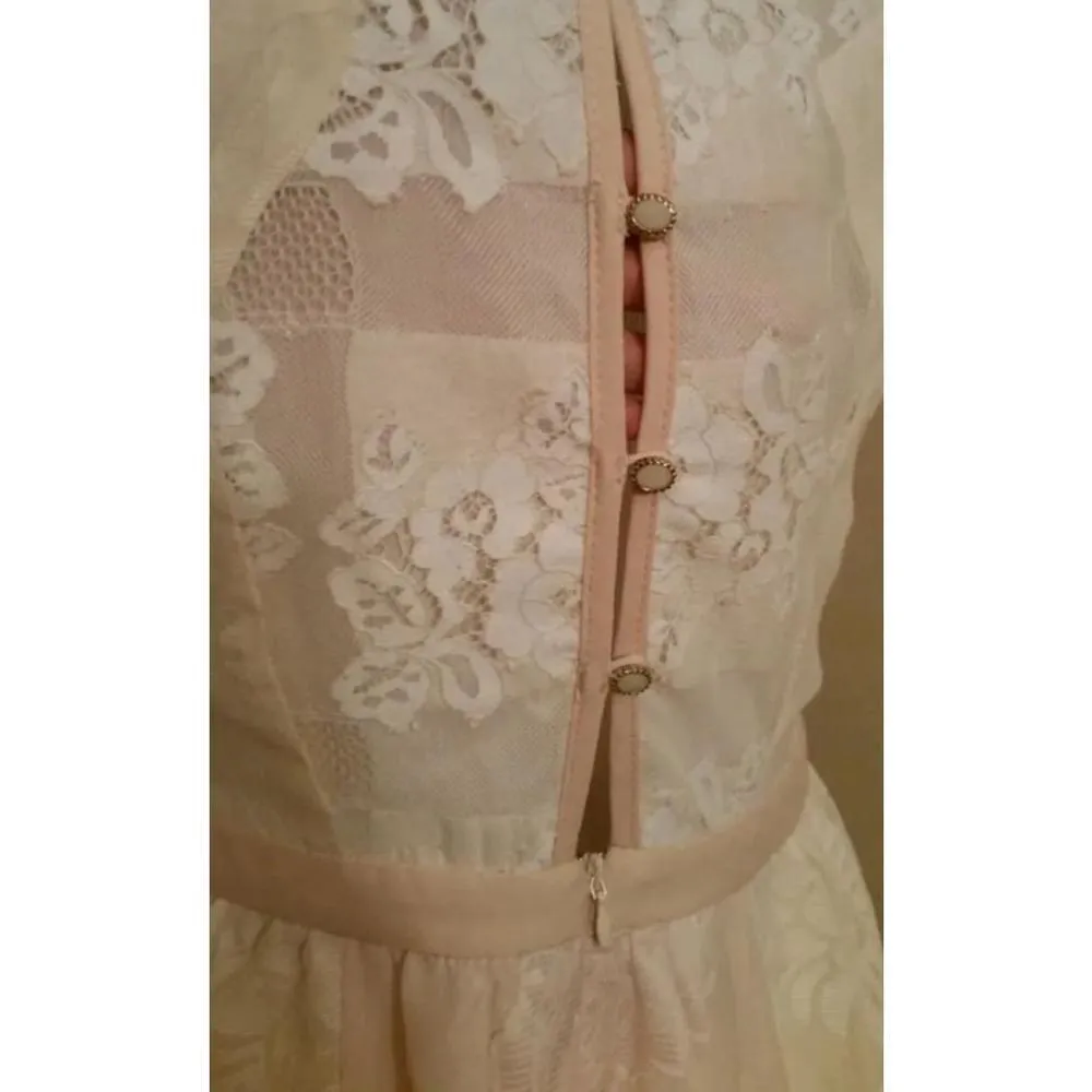 Ivory & Peach Lace Detail Romantic Maxi Dress Champagne & Strawberry Modcloth Pink Size M - Image 8