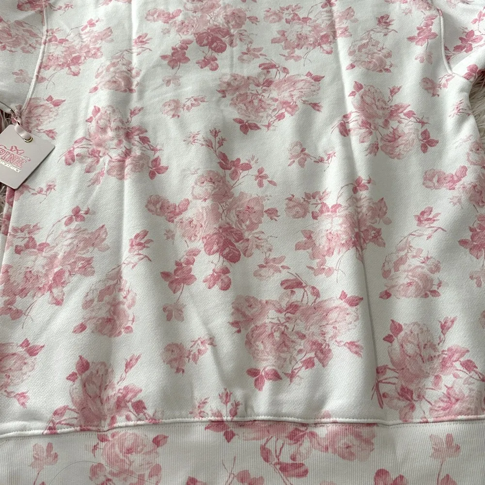 NWT 🌸PINK x LoveShackFancy🌸 Pink & White Oversized Signature Sweatshirt Size S - Image 15