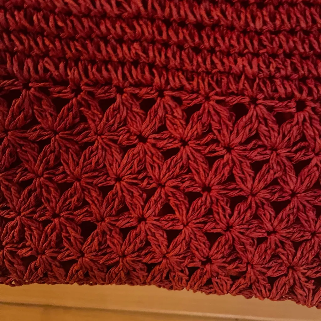 Red crochet bag Boho Crossbody Handbag Purse w crochet change purse Beach - Image 3