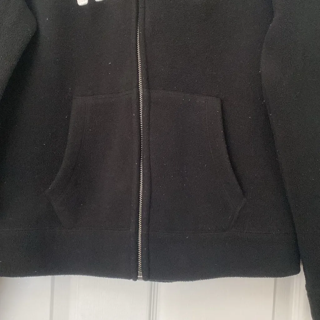 Aeropostale Women’s Full Zip Black and Pink Fleece Hoodie - Image 3