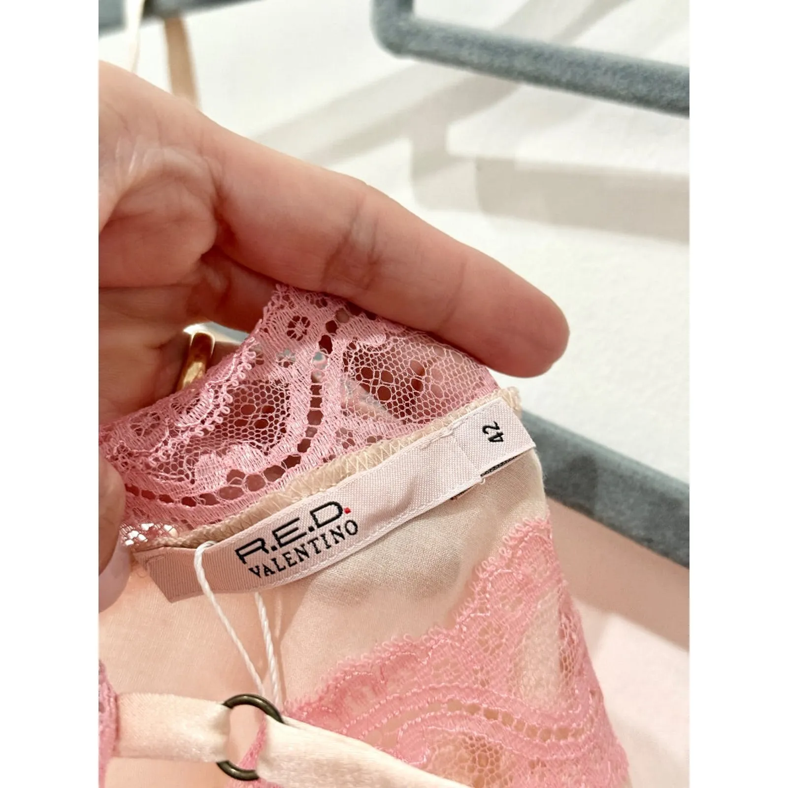 RED Valentino Lace Trim Camisole Tank Top Cream/Pink Women's Size 42 IT / US 6 Pink - Image 3