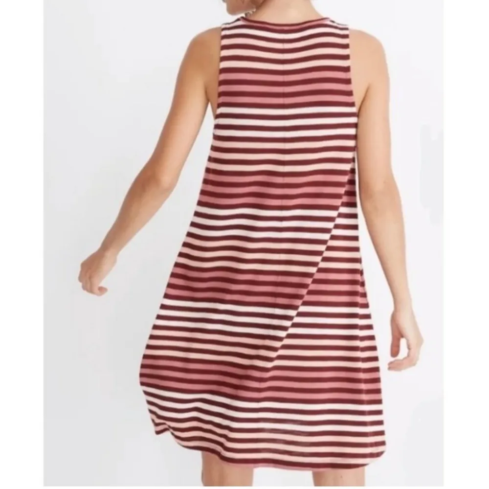 MADEWELL Pink Burgundy Striped Sleeveless Flowy Tank‎ Dress - Image 3