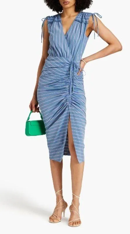 Veronica Beard Blue Teagan Striped Sleeveless Midi Dress Women US2 NWT - Image 13