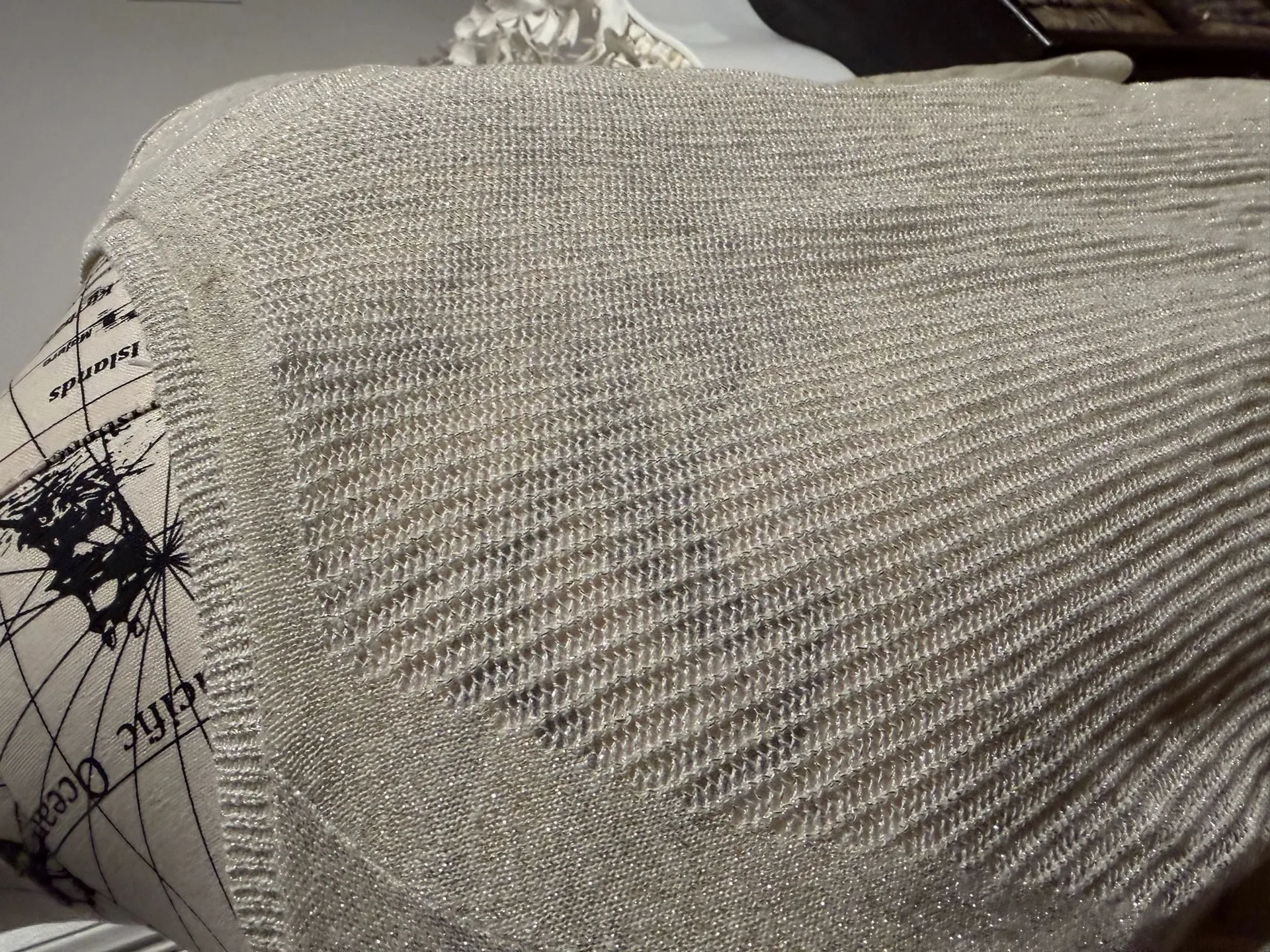 NWOT Lucky Brand Linen Metallic knit Coastal V-Neck Sweater glitter Mix Sz M top - Image 8