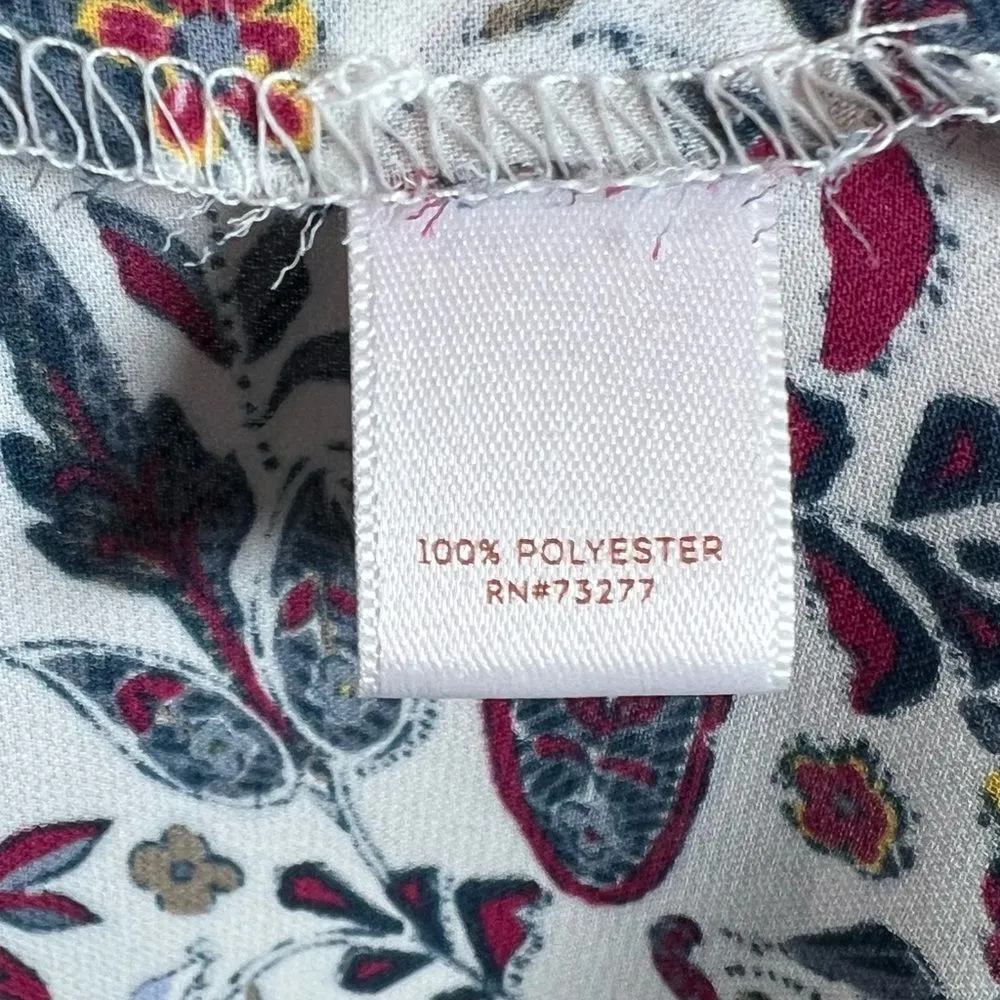 Lauren Conrad white paisley print pleated blouse top size medium - Image 5