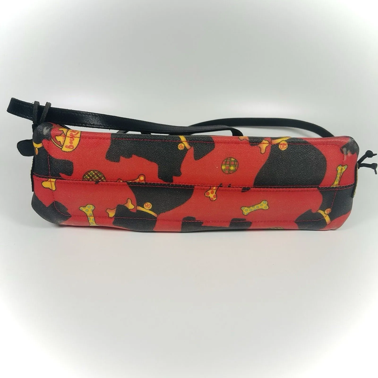 Dooney & Bourke Purse Red Scottie Dog Bag Satchel Coated Leather Vintage - Image 11