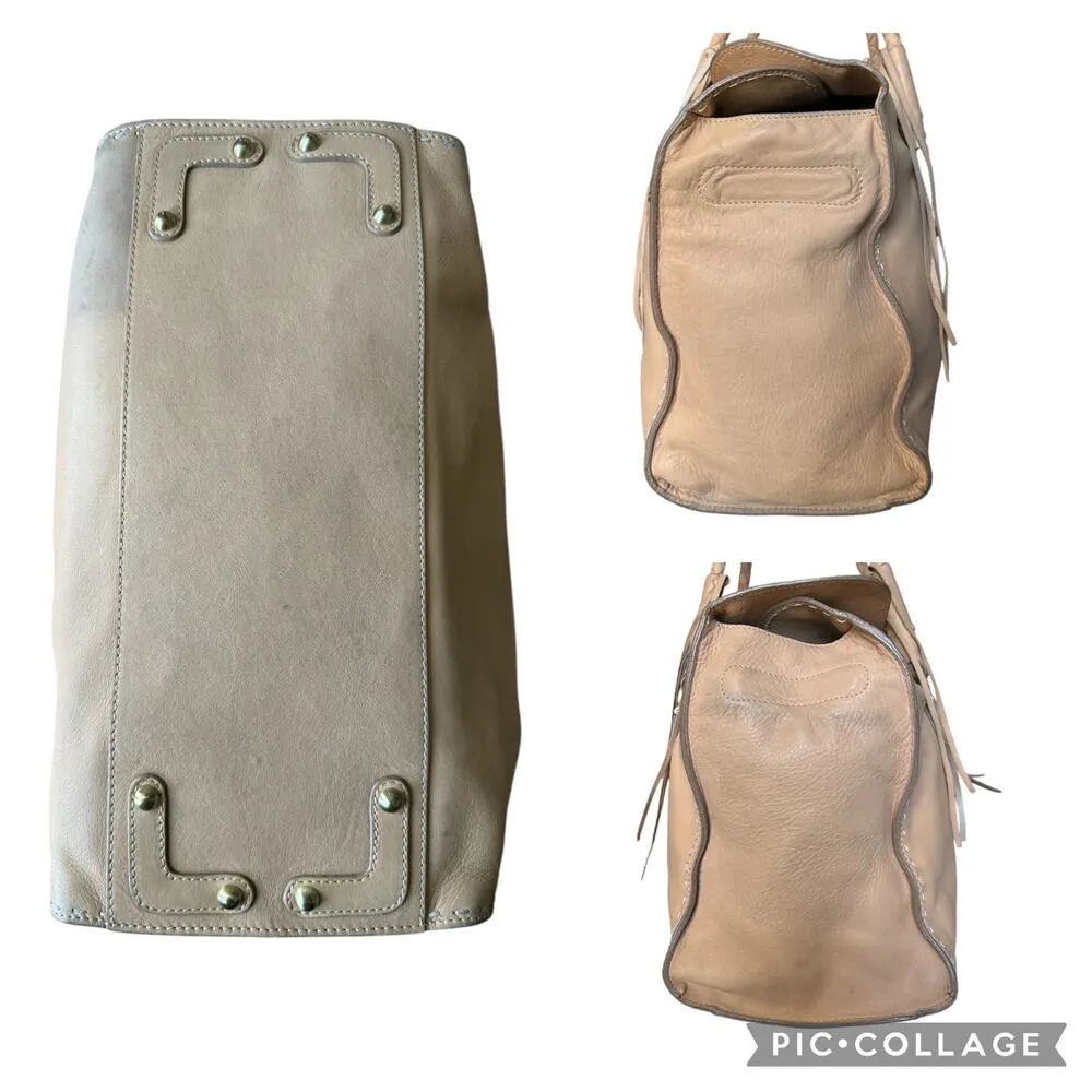 Vintage Frye braided handles tassel Boho leather shoulder bag Apricot color - Image 10