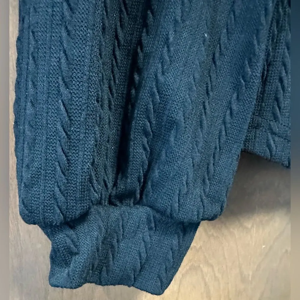 Knit Long Sleeve Crop Top Square Neck Black (741) Size L - Image 3