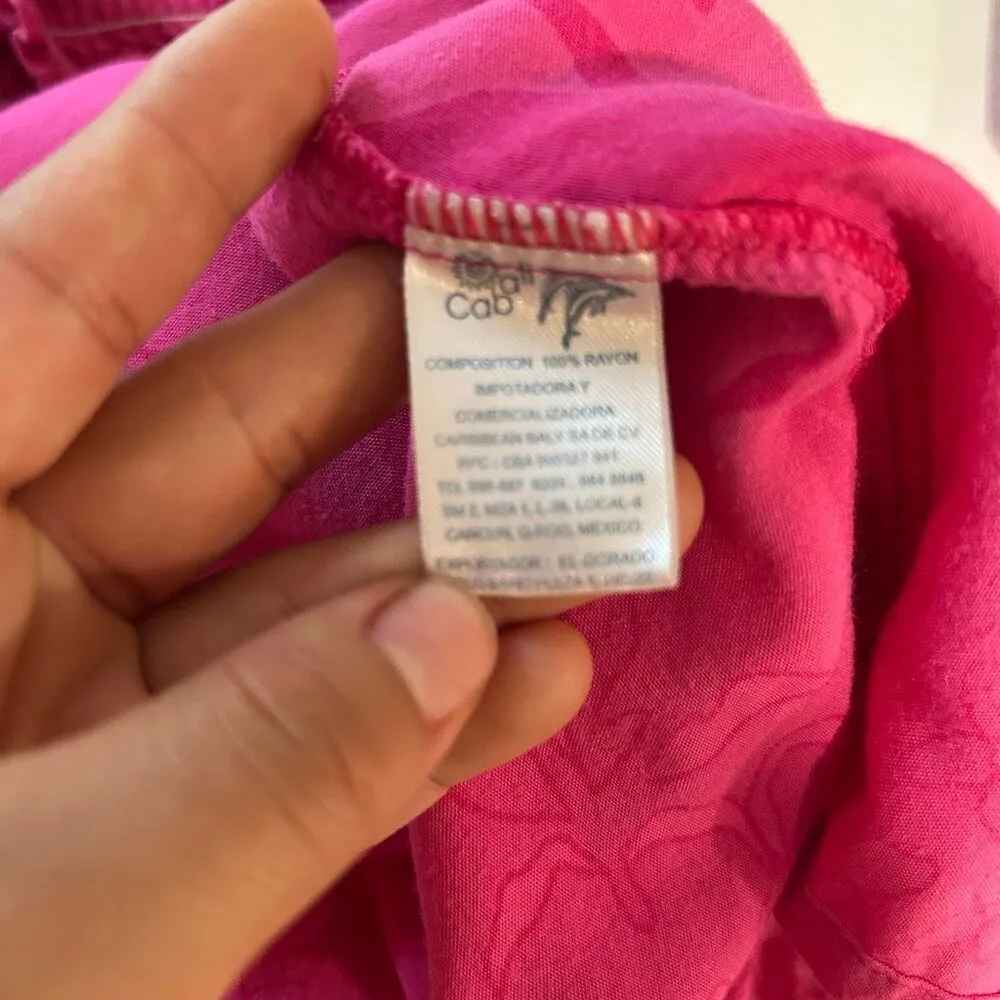 Cabali Hot Pink Smocked Midi Sundress Size M | Hawaiian Floral Beach Dress Size M - Image 7