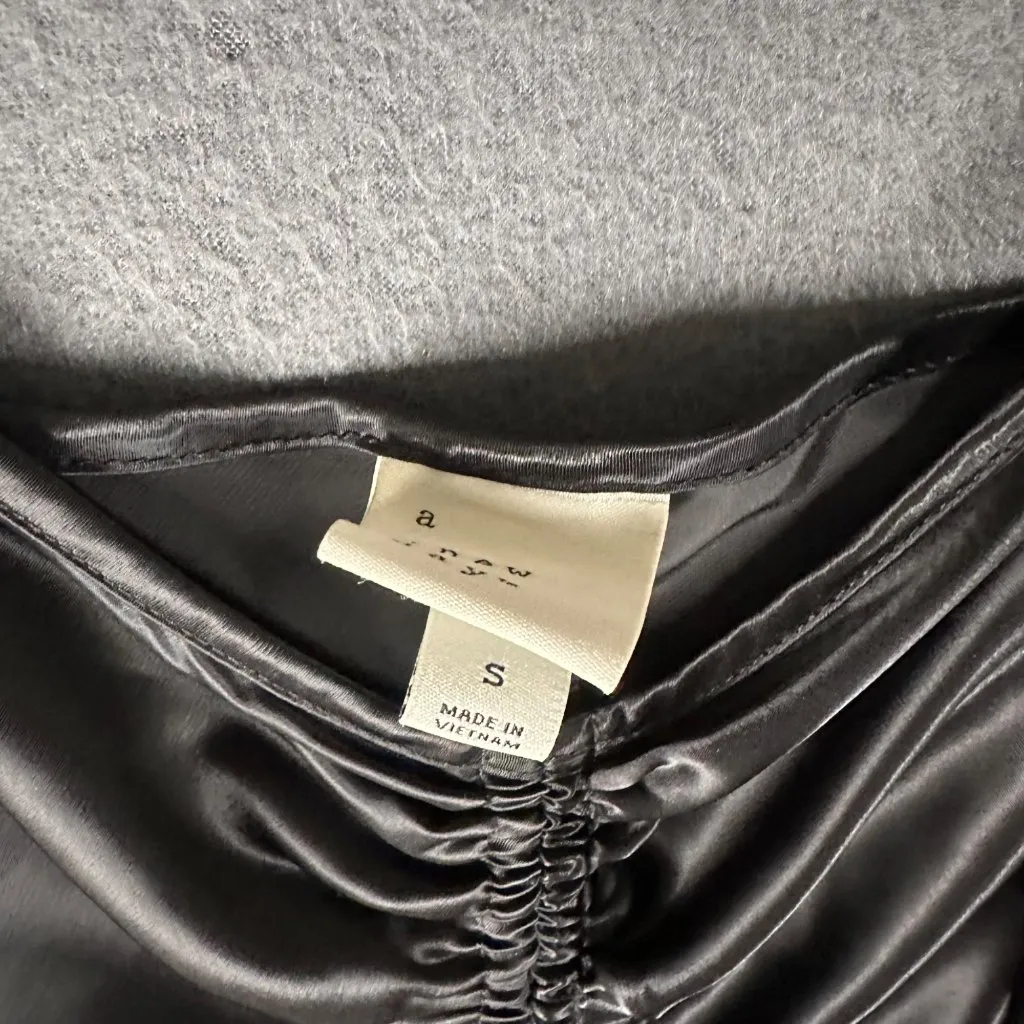 A New Day S Black Satin Spaghetti Strap‎ V-Neck Slip Dress Midi Sexy Sleek - Image 3