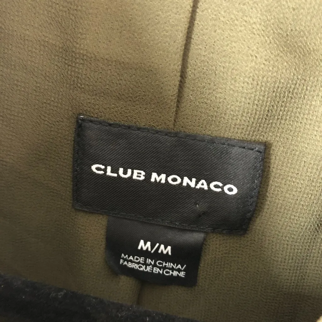 Club Monaco Womens Jacket Lightweight Cinch Waist Chest Pockets Olive Green M - Image 3