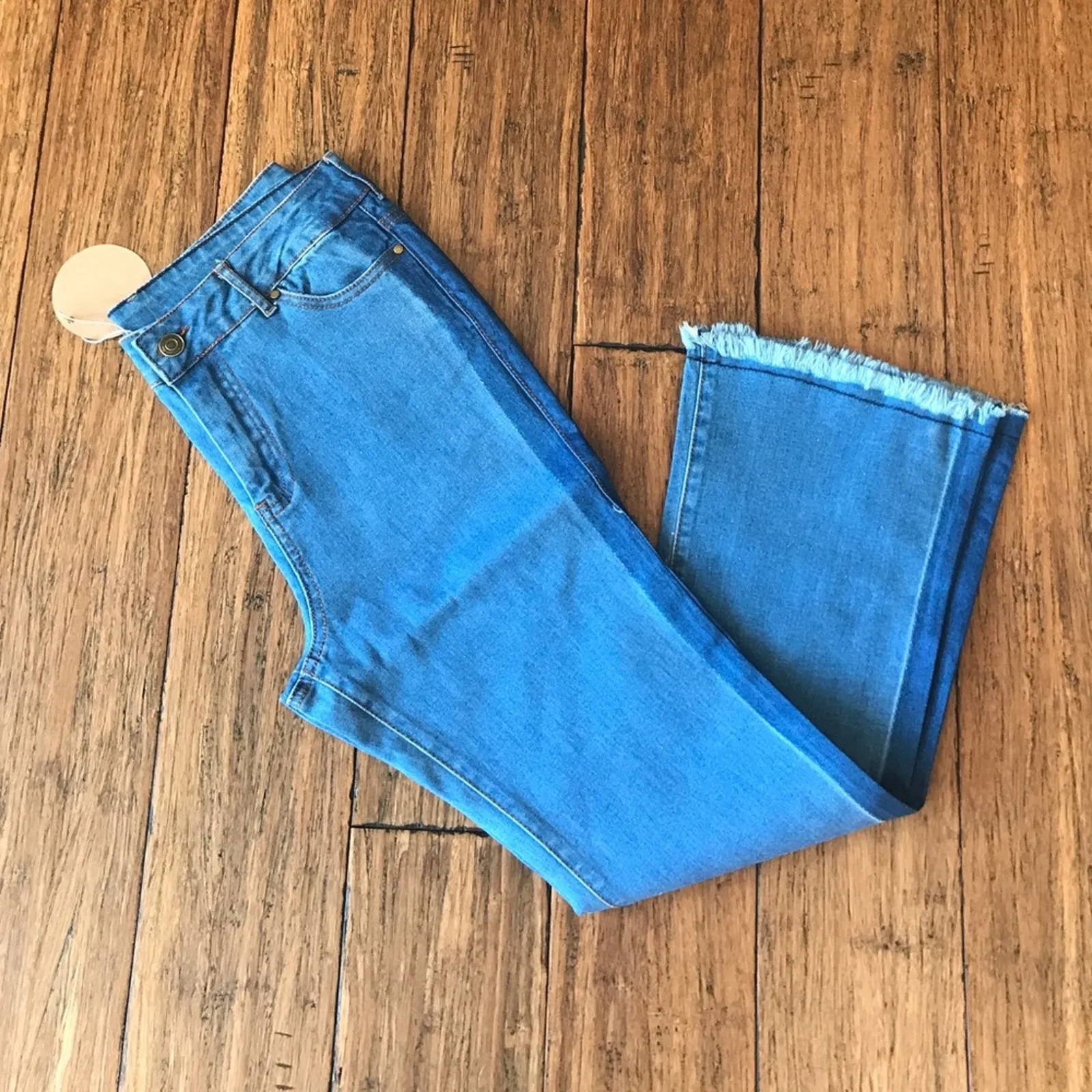 Wide Leg Jeans Cropped Blue Size 31 - Image 7