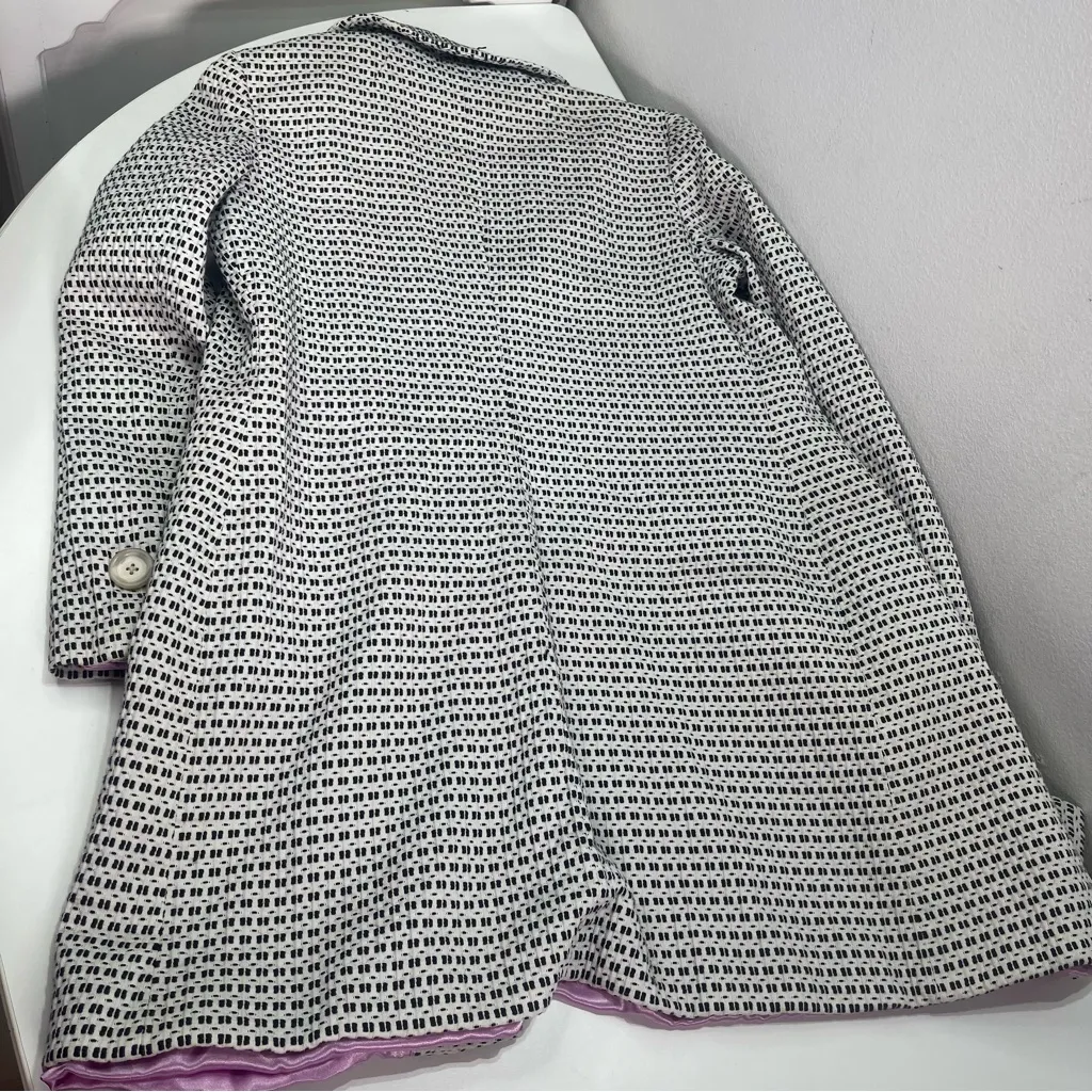 Ann Taylor  Coat Women S Black & White Houndstooth Peacoat Preppy Coquette - Image 2