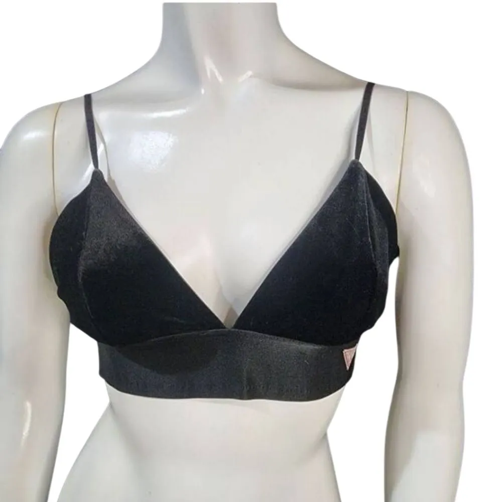 Guess Black Velvet Triangle Bralette (M) - Image 2
