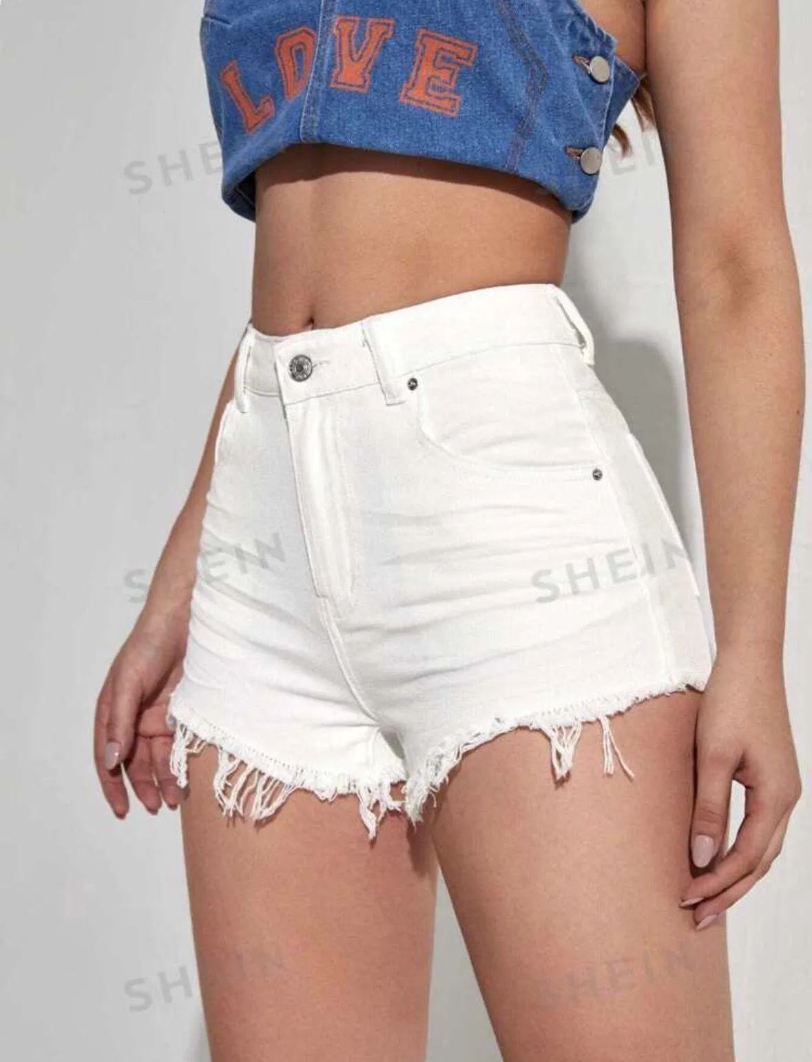 White Denim Shorts - Image 2
