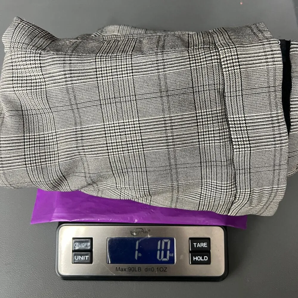 Hilary Radley Pull On High Rise Plaid Women's Gray Pants Size XL Side Pockets - Image 12