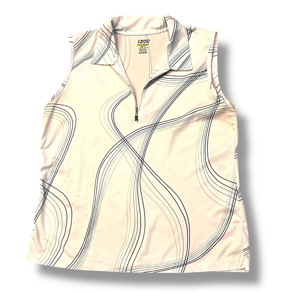 Lot Of 2 Izod XFG Women's Golf Zip-front Polo Cool-FX  XL Blue White Activewear - Image 3