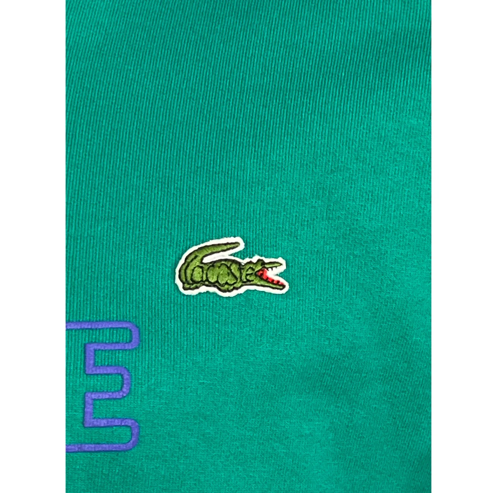 Lacoste Chemise Colorblock Crewneck Sweatshirt Green Purple Logo Embroidery 4 - Image 10