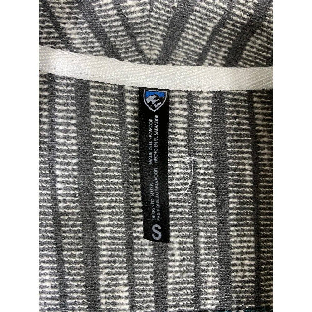 Kuhl Women Open Cardigan Sweater Gray White Stripe S Waterfall Lagenlook Coastal - Image 4