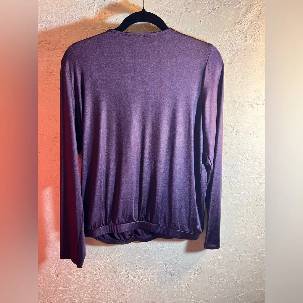 INC International Concepts Rich Purple Eggplant Blouse vneck loose fit layer M Size M - Image 5