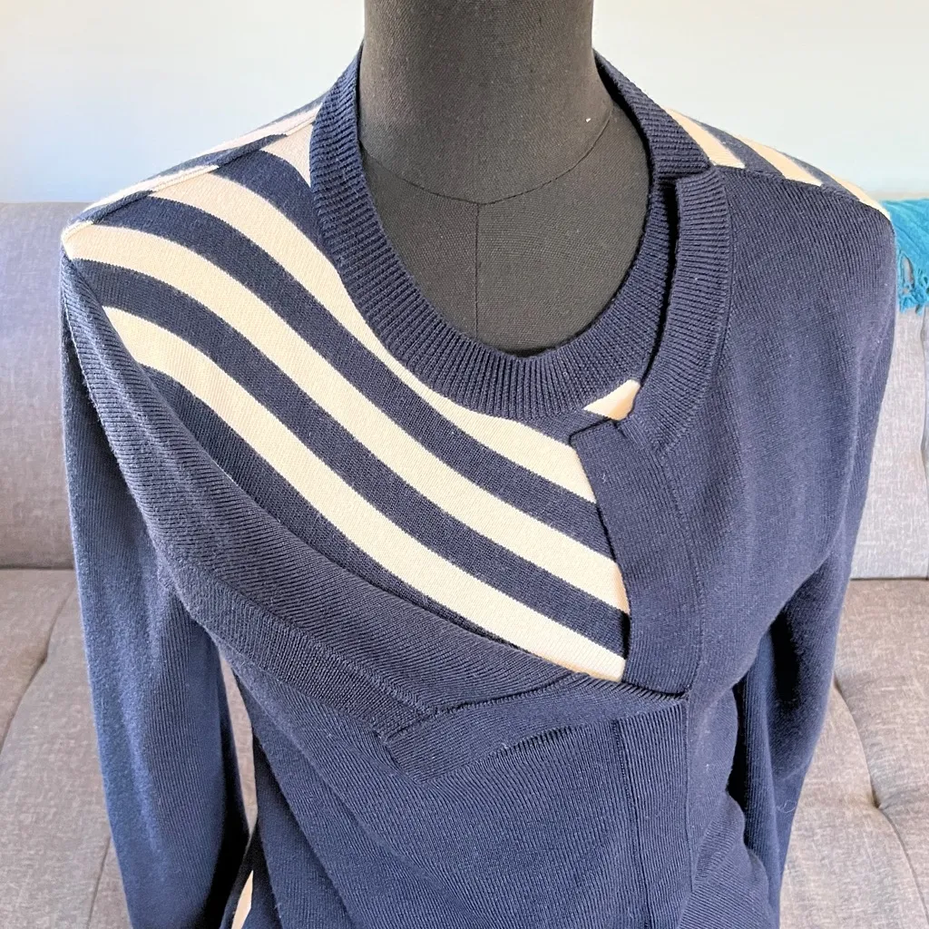 MONSE Navy and White Striped Knit Top Size M Blue Size M - Image 3