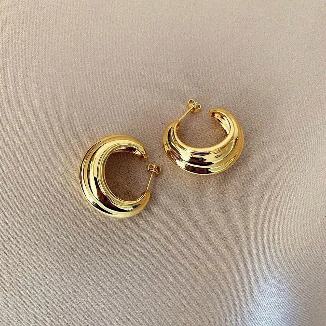 Gold hoop earrings thick gold hoop earrings gold open hoop earrings - Image 2
