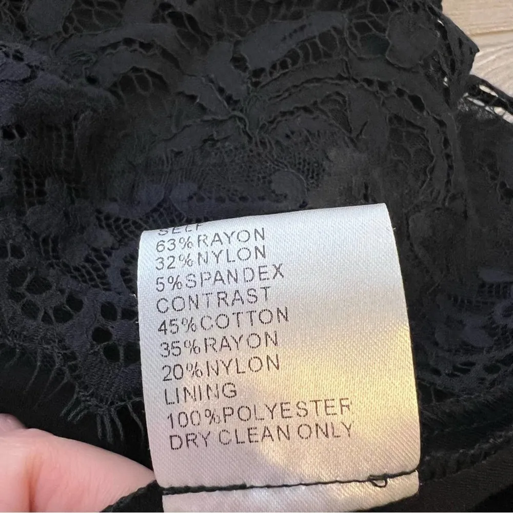 Tadashi Shoji lace jersey pintuck black mini dress sz S - Image 5