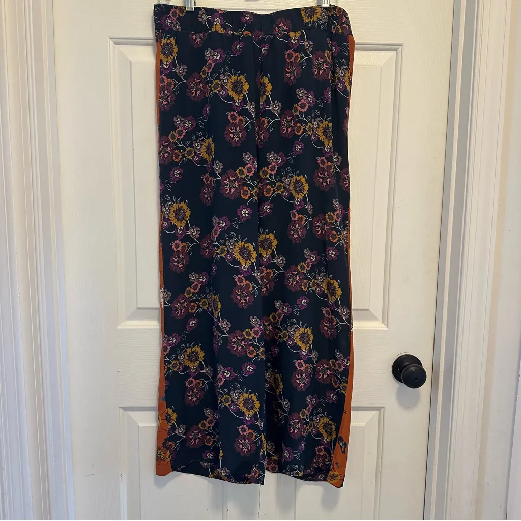 Johnny Was Workshop Multicolor Floral Silk Palazzo Pants Size Medium - Image 2