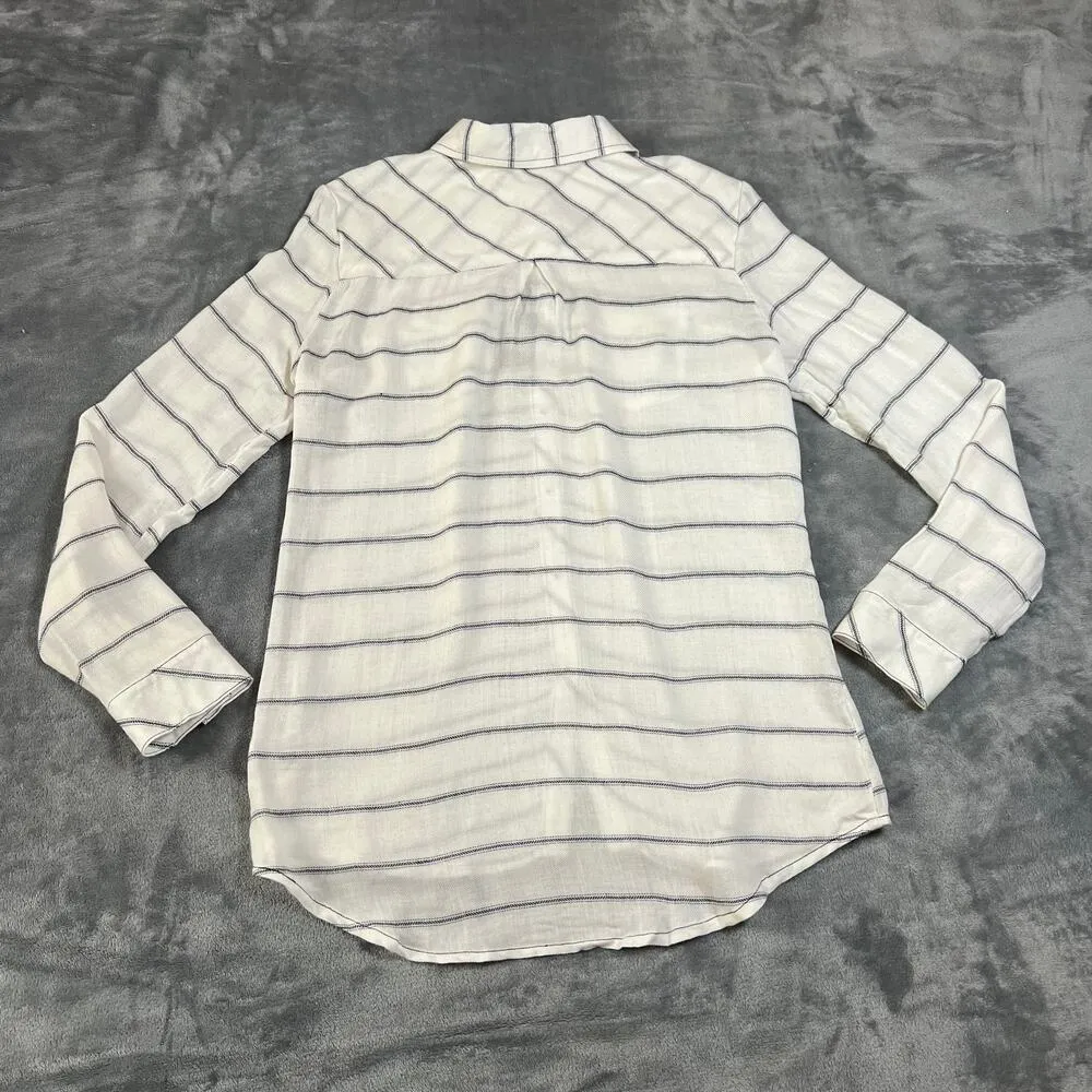 Romeo & Juliet Couture Stripe Lightweight Button Up Shirt Size Small NEW Coastal - Image 2