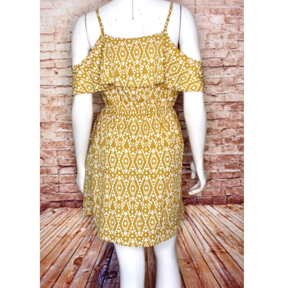 Indulge Cold Shoulder Patterned Ruffle Mini Dress - Image 3