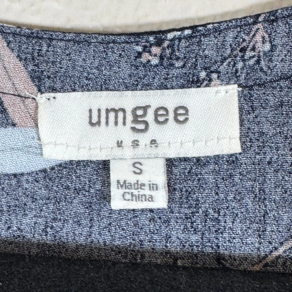 Umgee Blue Floral Bell Sleeve Mini Dress Womens M Boho Crochet Festival Tunic - Image 11