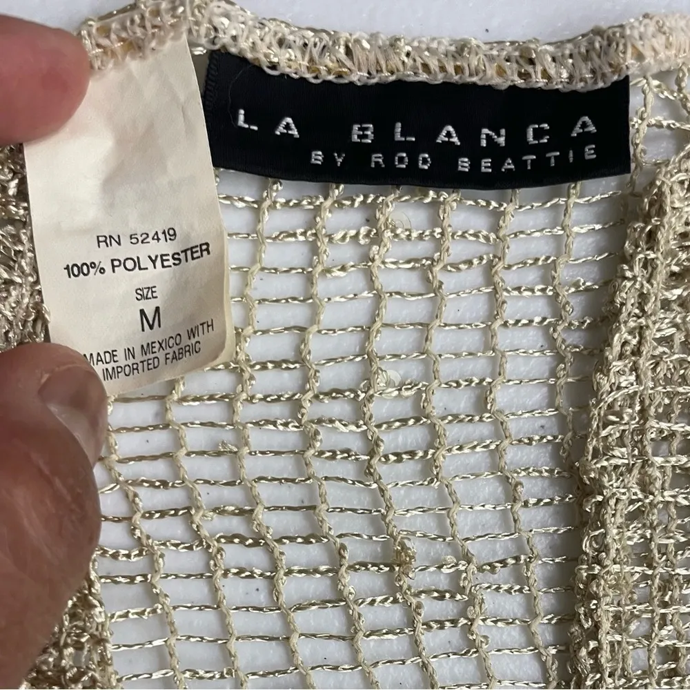 LA BLANCA By Rod Beattie Gold Mesh Net
Swim Cover Up gold color size M - Image 7