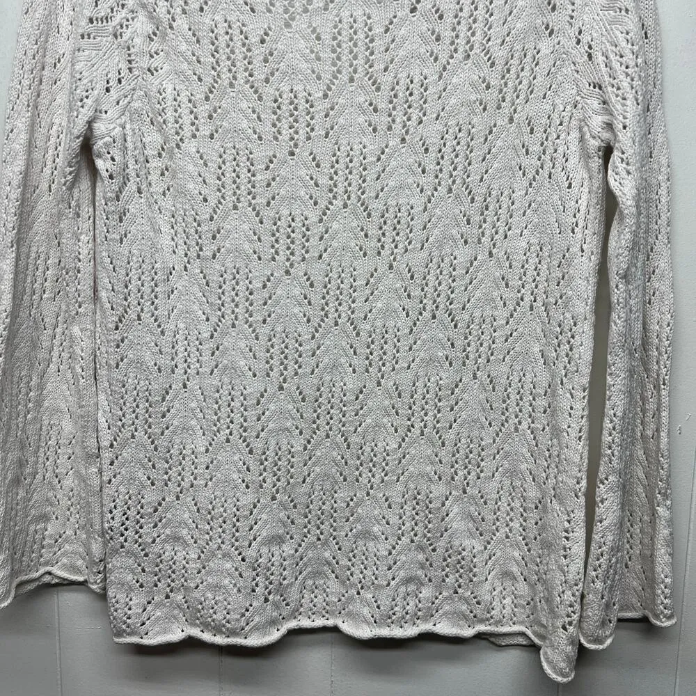 Cotton Ginny Linen Cotton Womens Beach Coastal Nautical Lagenlook Sweater Large White - Image 8