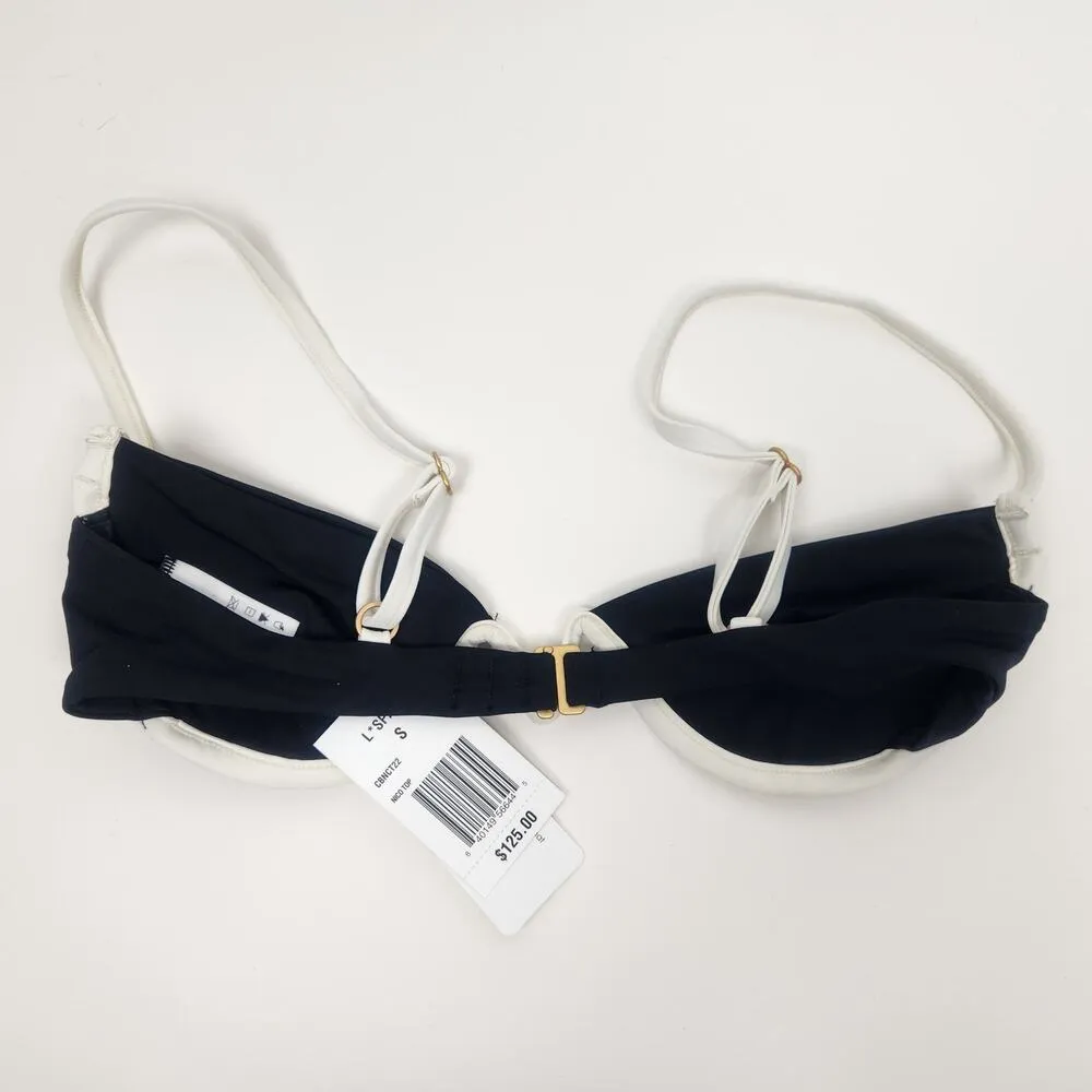 L*Space Nico Bikini Top in Black Cream Size Small Underwire Structured NWT - Image 3