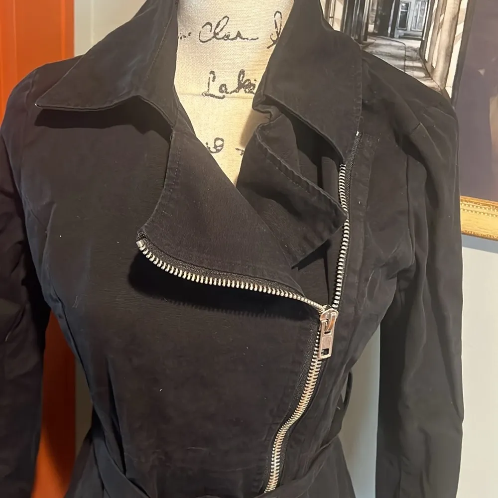 BB Dakota Black Skirted Zip-Up Trench Jacket (XS) - Image 2