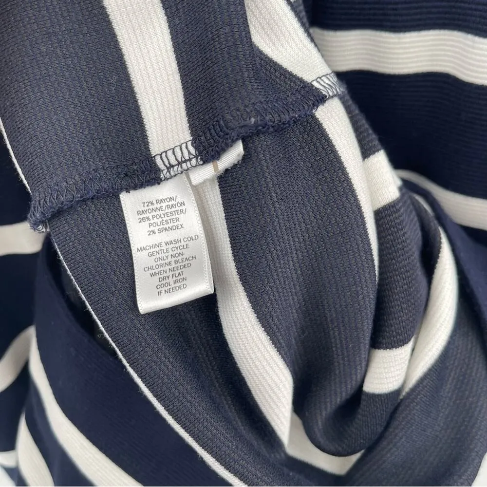 LOFT ANN TAYLOR Stripe Dress Navy White Nautical Business Casual Office Medium - Image 9