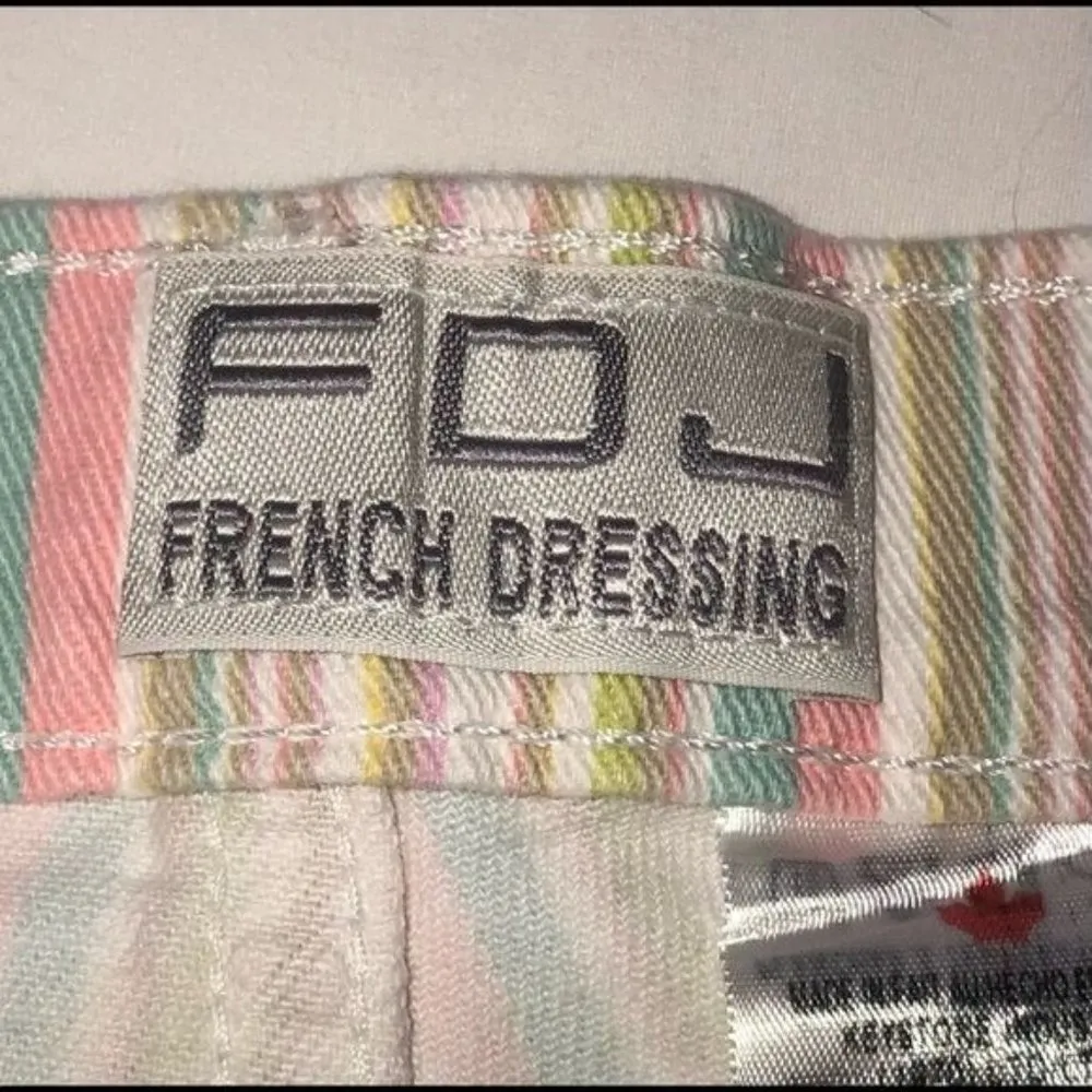 High Rise Stripe Cut Off Jean Shorts Size 12 Pastel White French Dressing Canada - Image 4