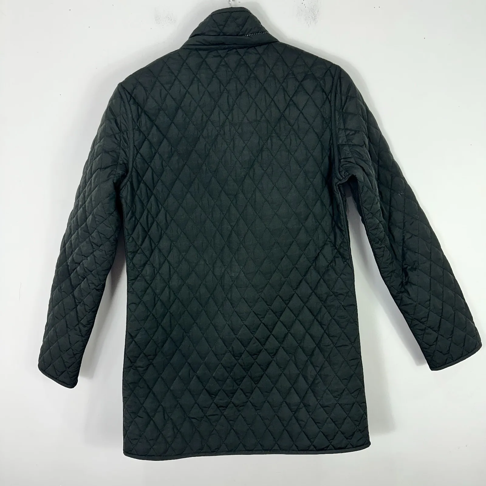 Garnet Hill Jacket 2 Black Quilted Diamond Coat Classic Equestrian Preppy Riding - Image 6